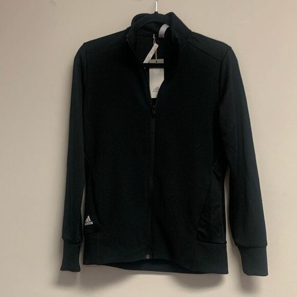 Adidas Women's MEDIUM Textured Full-Zip Jacket, Black - Picture 1 of 6